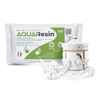 Afbeelding van AQUA RESIN Minerale hars van wit poeder, 100% niet giftig en veilig te mengen met gekleurd water ideaal voor gebruik in vormen (3 kg)