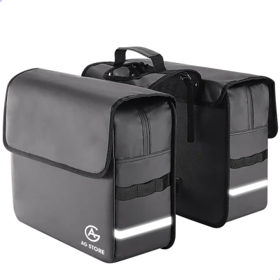 Afbeelding van AG fietstas dubbele fietstassen 50 Liter electrische fietsen Zwart dubbel waterdicht volwassenen elektrische fiets Reflectoren 100% polyester