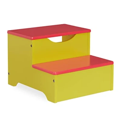 Afbeelding van Relaxdays opstapkrukje kinderen opstapje 2 tredes wastafel kinderkruk badkamer 25 cm