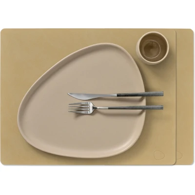 Afbeelding van LIND DNA Placemats Nupo Leer Khaki 45 x 35 cm 2 Stuks