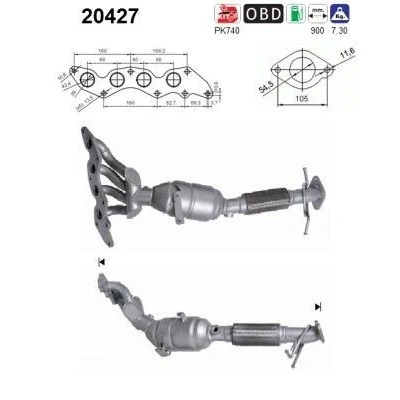 Afbeelding van Katalysator AS 20427, voor o.a. VOLVO, FORD