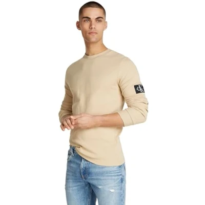 Image de Calvin Klein T shirt en tricot pour homme, Kaki (Pale Khaki), XS