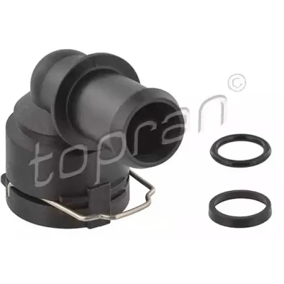 Afbeelding van TOPRAN 115 902 Flens GFK (met glasvezel versterkte kunststof) Met pakking bevestigingsbeugel Pijp naar thermostaat VOLKSWAGEN: Polo IV Hatchback