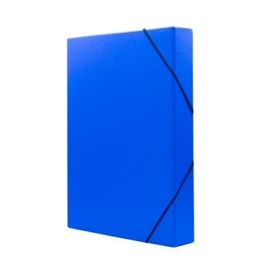 Afbeelding van Raylu Paper Mat projectmap DIN A4 met 5 cm rug, map van stevig karton en rubberen sluiting voor school of kantoorprojecten, ordner maat 34 x 24 (blauw)