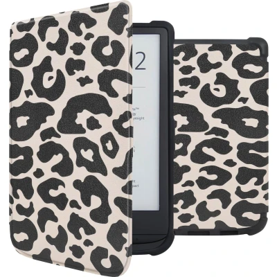 Afbeelding van iMoshion Ereader Cover / Hoesje Geschikt voor Pocketbook Basic Lux 4 HD 3 Touch 5 Vivlio Design Slim Soft Case Sleepcover Bookcase zonder stand Zwart Leopard