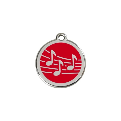 Afbeelding van Music Red roestvrijstalen hondenpenning small/klein dia. 2 cm RedDingo