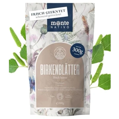 Afbeelding van Monte Nativo Berkenbladthee (300 g), voorzichtig gedroogd, 100% zuiver en natuurlijk, als kruidenthee of cadeau, fruitthee