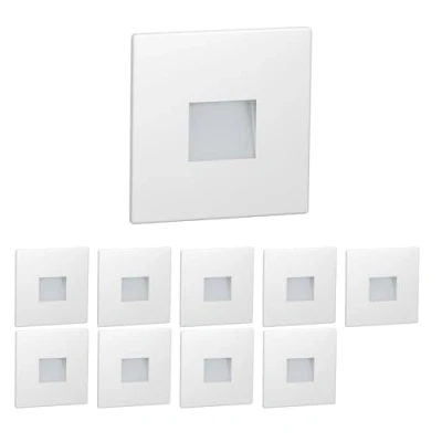 Afbeelding van ledscom.de LED trapverlichting/traplicht FOW voor binnen en buiten, downlight, hoekig, 85 x 85mm, koel wit, 10st.
