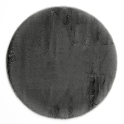 Afbeelding van LUXOR living Coste Pluizig tapijt, hoogpolig, imitatiebont, schapenvacht, 120 cm, rond, antraciet