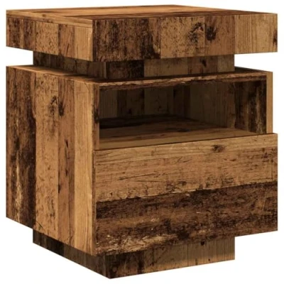 Afbeelding van vidaXL Nachtkastje met LED verlichting 40x39x48,5 cm oud houtkleurig