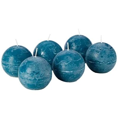 Afbeelding van Spaas Rustieke bolkaars 80 mm turkoois 6ST