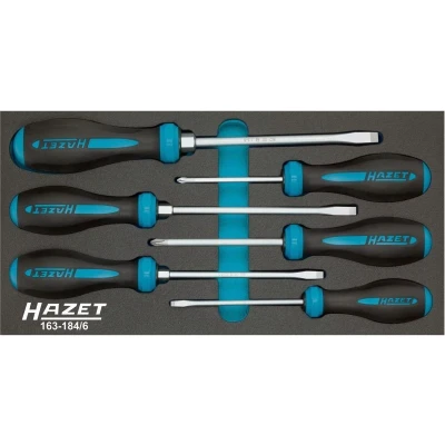 Afbeelding van HAZET 163 184/6 Schroevendraaierset 6 Gereedschapsmodule (PU schuiminlay) HEXAnamic , Safety Insert System