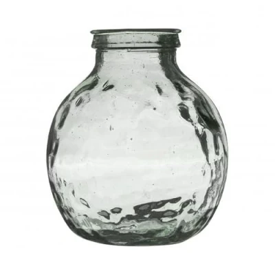 Afbeelding van Natural Living Bloemenvaas Lourdes transparant gerecycled glas D25 x H30 cm Ronde bol vorm vazen