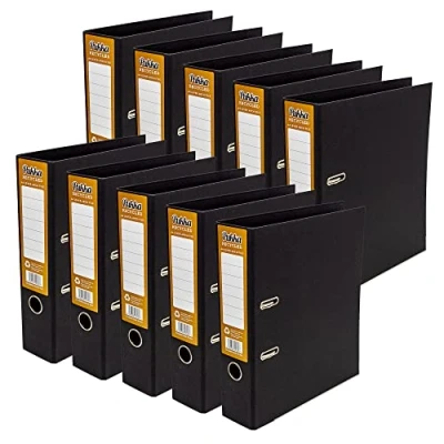 Afbeelding van Pukka Pad, 10 stuks A4 gerecyclede zwarte ordners 2 ringen, 70 mm gemaakt van 100% gerecycled karton, recycling Me na gebruik