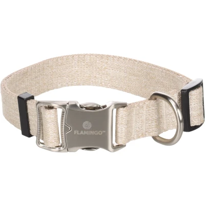 Afbeelding van Linnen halsband hond beige L