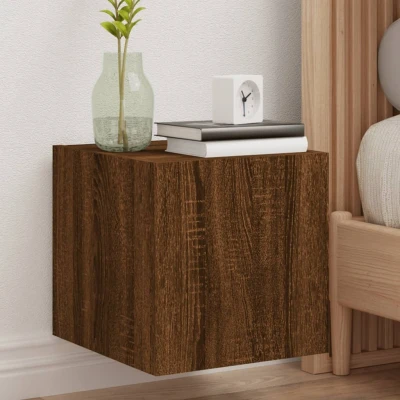 Afbeelding van Tv wandmeubelen met LED 2 st 30,5x35x30 cm bruineikenkleurig
