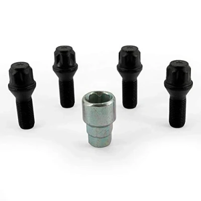 Image de Jeu de antivol roue H&amp;R M14x1.50x28mm conique Noir 4 boulons roues avec adaptateur