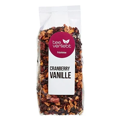 Afbeelding van FRUTEG Fruit thee cranberry vanille verliezen 200 g Losse fruitthee Kruid, zuur en tegelijkertijd zoete samenstelling van gemengde 200g