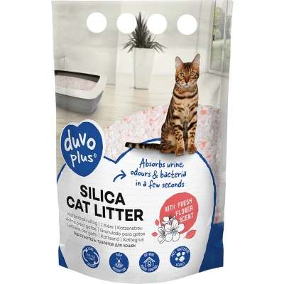 Afbeelding van Duvoplus Kattenbakvulling Kat Premium Silica Bloemen 1 8mm 5l 2kg Wit/roze 1st