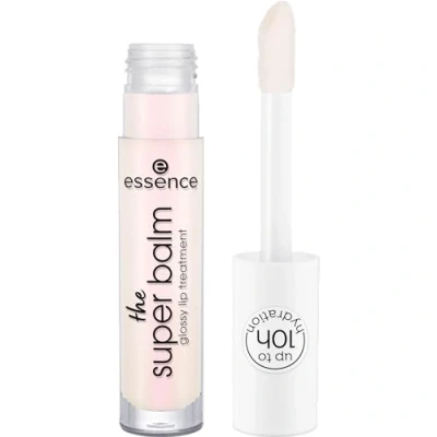 Afbeelding van essence the SUPER BALM Glossy lip treatment lippenbalsem nr. 01 transparant, hydraterend, veganistisch, zonder conserveringsmiddelen, parabenen, microplasticdeeltjes, per stuk verpakt (5