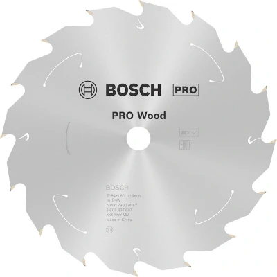 Image de BOSCH 2608837697 lame de scie circulaire Standard pour bois scies sans fil 184 x 16 1.6/1.1 mm, 16T