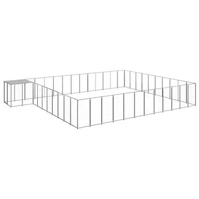 Afbeelding van vidaXL Hondenkennel 37,51 m² staal zilverkleurig