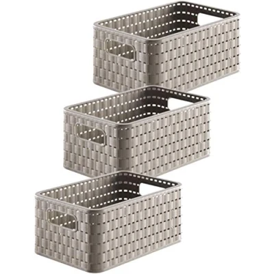 Afbeelding van Rotho Country Opbergdozen, 6 l, rotan, kunststof (PP), BPA vrij, cappuccino, 3 x A5/6 l (28,0 18,5 12,6 cm)