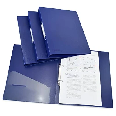 Afbeelding van Rapesco 1660 Germ Savvy antibacterieel, polypropyleen map met 2 ringen, 25 mm, A4, een rug van 35 blauw, 4 stuks