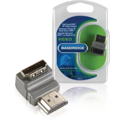 Afbeelding van Bandridge Bvp133 High Speed Hdmi Met Ethernet Adapter 90 Haaks Connector Female Grijs