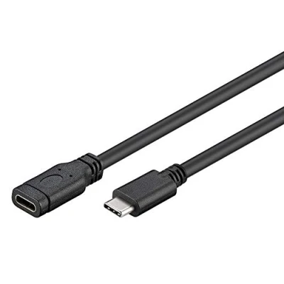 Afbeelding van PremiumCord 2m USB C 3.1 verlengkabel SuperSpeed datakabel tot 5 Gbps oplaadkabel generatie 1 type bus naar stekker, kleur: zwart, lengte: 2 m