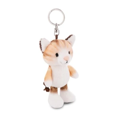 Afbeelding van Sleutelhanger kat 5 cm bruin dierenhanger met metalen ring om op te hangen aan sleutels, touw, tas en meer