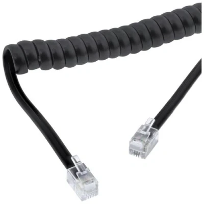 Image de Câble spirale, InLine®, RJ10 mâle/mâle, max. 2m noir