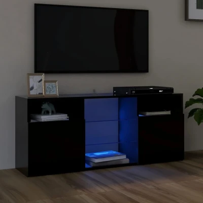 Afbeelding van Tv meubel met LED verlichting 120x30x50 cm zwart