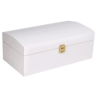 Afbeelding van Creative Deco Grote Doos Schatkist Opbergkist Houten Wit 34,5 x 18 13,8 cm Hout Cadeau Kunst met Deksel