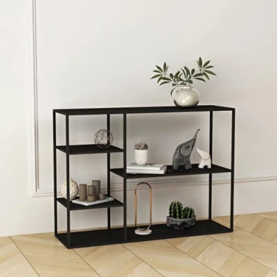 Afbeelding van Staand rek Isojoki open kast 120x35x87,5 cm zwart mat [en.casa]