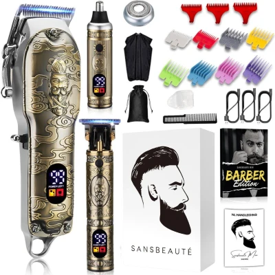 Afbeelding van Professionele Draadloze 4 in 1 Tondeuse Mannen Hoofdhaar Cheveux Haar Haartrimmer Kapper Machine Haartondeuse Trimmer Baard Barber Hair Clipper Buddha Kappersset
