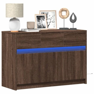 Afbeelding van vidaXL Tv meubel met LED 91x34x61 cm bewerkt hout bruin eikenkleurig
