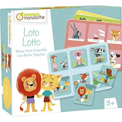 Afbeelding van Avenue Mandarine Ref. JE526C lotto speelbox bevat 24 pionnen en 4 borden observatie associatie, woordenschat, 2 spelers, vanaf 3 jaar