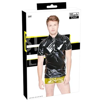 Afbeelding van Vinyl Lak Wetlook Polo Shirt Mannen