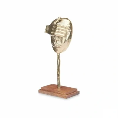 Afbeelding van Decoratieve figuren Gezicht Gouden Hout Metaal 16 x 34 10 cm