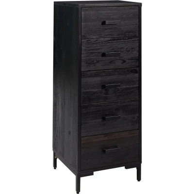 Afbeelding van vidaXL Ladekast 42x35x110 cm massief grenenhout zwart