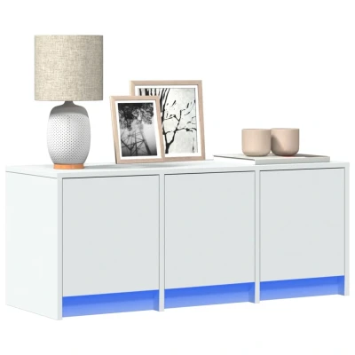 Afbeelding van Tv meubel met LED 97x34x40 cm bewerkt hout wit