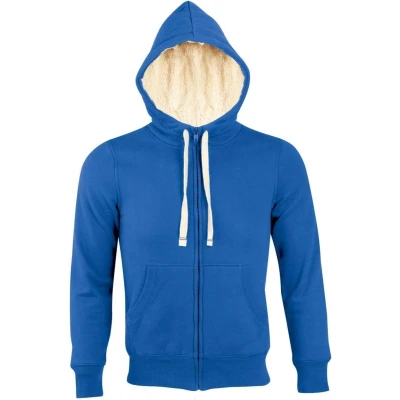 Afbeelding van SOLS Sherpa Unisex Zip Up Hooded Sweatshirt / Hoodie (Koningsblauw) Maat L