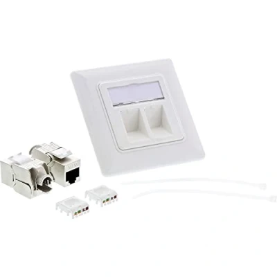 Image de InLine® Cat.6A encastré 2x RJ45 blanc RAL9010