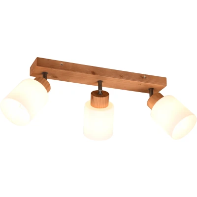 Afbeelding van Reality LED Plafondspot Plafondverlichting E14 Fitting 3 lichts Rechthoek Bruin Hout