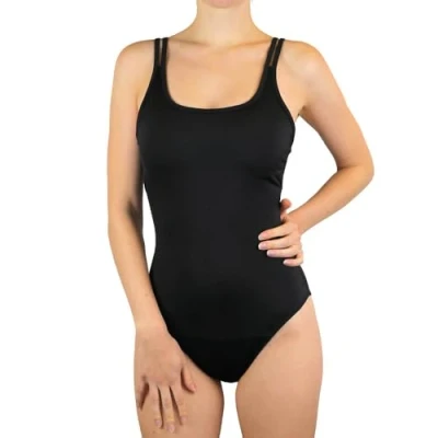 Afbeelding van MYLILY zwart badpak I strandmode dames tijdens de menstruatie zwemperiode extra bescherming op het strand Damesbadpak maat 3XL Voor lichte dagen Geen afval, zwart.