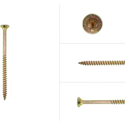 Afbeelding van Wovar Spaanplaatschroeven Geel Verzinkt 5 x 80 mm Torx 25 met snijpunt Doos 200 Stuks