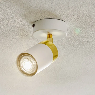Afbeelding van Plafondspot Joker, wit/goud, 1 lamp