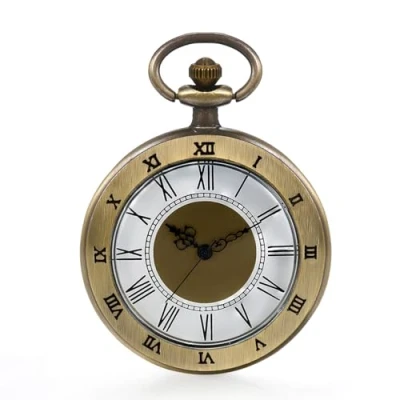 Afbeelding van JewelryWe Quartz zakhorloge ontwerp boerderij hart / bloem kleur Brons ketting klassiek horloge,