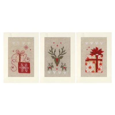 Afbeelding van Vervaco Wenskaart kit Kerst set van 3 PN 0157727